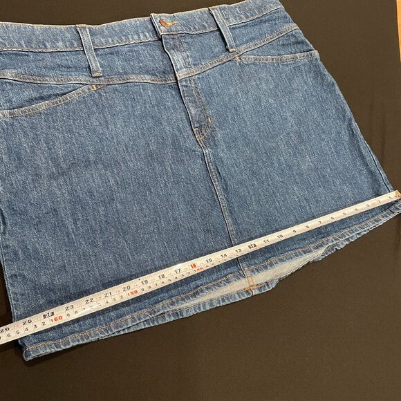 ~ Madewell 34 Skirt Stretch Denim A-Line Blue Medium Wash Pockets Zip Plus 18 - Picture 11 of 14